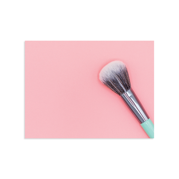 Placa Decorativa Pincel de Maquiagem Fundo Rosa 20x30cm