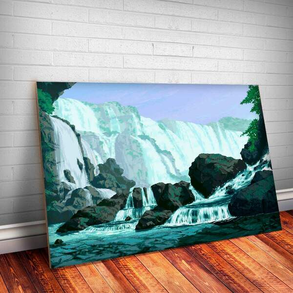 Placa Decorativa Pixel Art Paisagem 1 Mdf 30x45cm