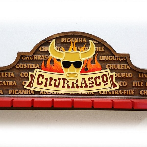 Placa Decorativa Porta-espetos - Churrasco, Cerveja E Decoraç