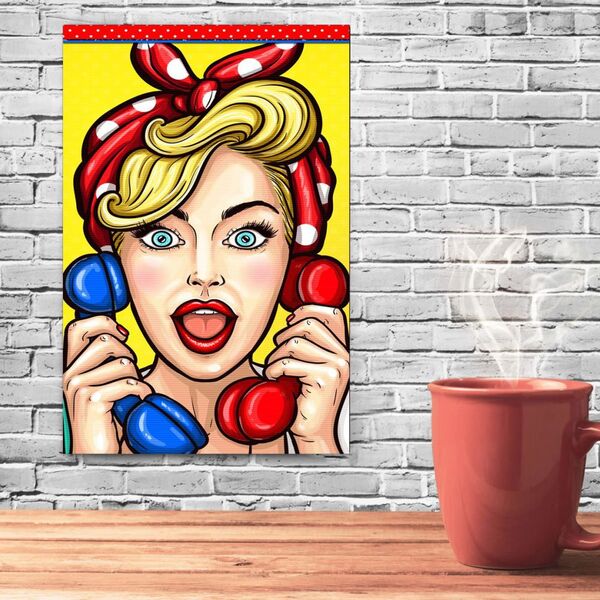 Placa Decorativa Poster Pop Art Retrô Vintage Phone Girl Dg-0