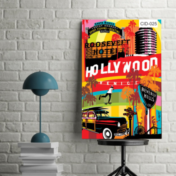 Placa Decorativa Poster Tema Turismo - Hollywood Cid-025