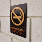 Placa Decorativa "proibido Fumar" Madeira Preta Em