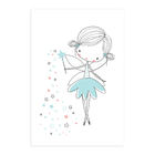Placa Decorativa Quarto de Menina Fada Turquesa 20x30cm