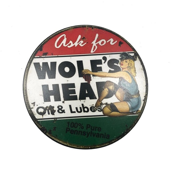 Placa Decorativa Redonda Mdf 35x35cm Retro Vintage Wol´ Head