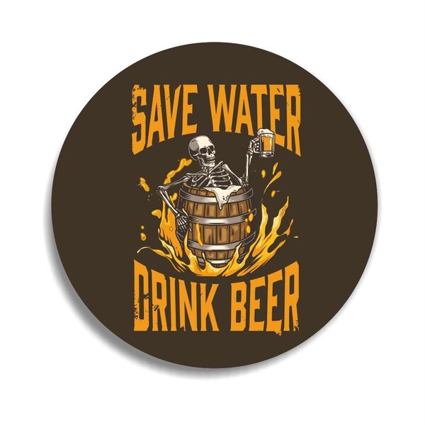 Placa Decorativa Redonda Save Water - 25x25cm