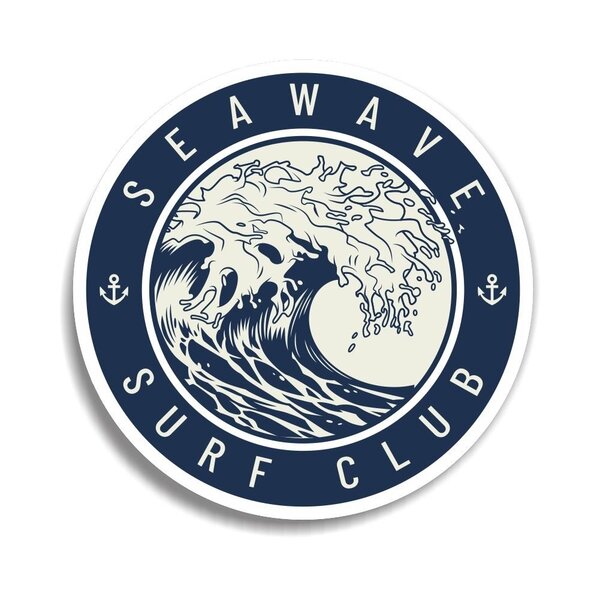 Placa Decorativa Redonda Seawave Surf Club - 25x25cm