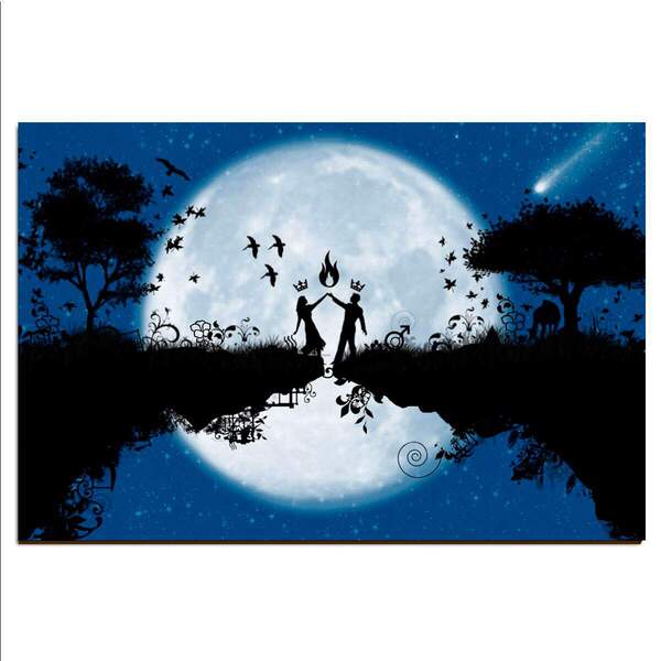 Placa Decorativa Romântica Casal Ao Luar Mdf 20x30cm