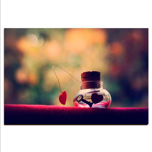 Placa Decorativa Romântica Coração No Potinho Mdf 30x45cm