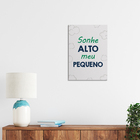 Placa Decorativa Frase Sonhe Alto Meu Pequeno Azul e Verde 20x29cm