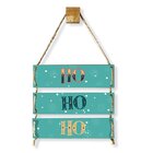 Placa Decorativa Tiffany Ho Ho Ho Com Corda Sisal - 40x25cm