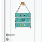 Placa Decorativa Tiffany Ho Ho Ho Com Corda Sisal - 40x25cm