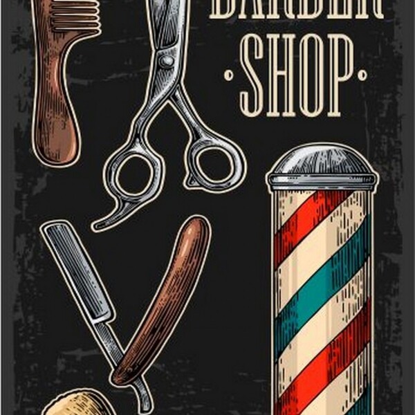 Placa Decorativa Vintage Barbearia Barber Shop Preta 28x18cm