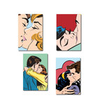 Placa Decorativa Vintage Beijo MDF Kit 4un 20x30cm