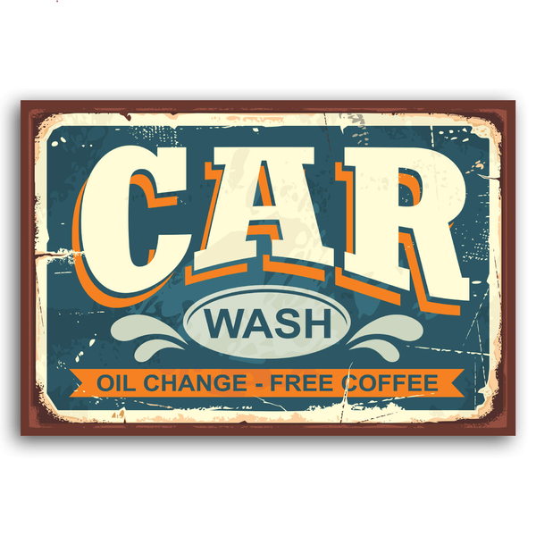 Placa Decorativa Vintage Carros Car Wash 30x40cm