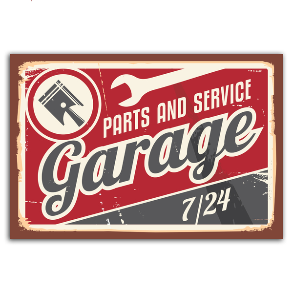 Placa Decorativa Vintage Carros Garage 20x30cm