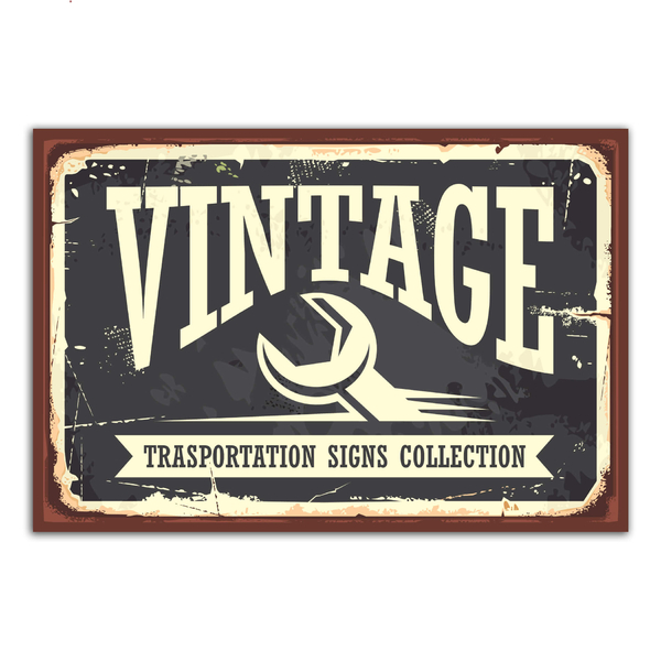 Placa Decorativa Vintage Carros Transportation 20x30cm