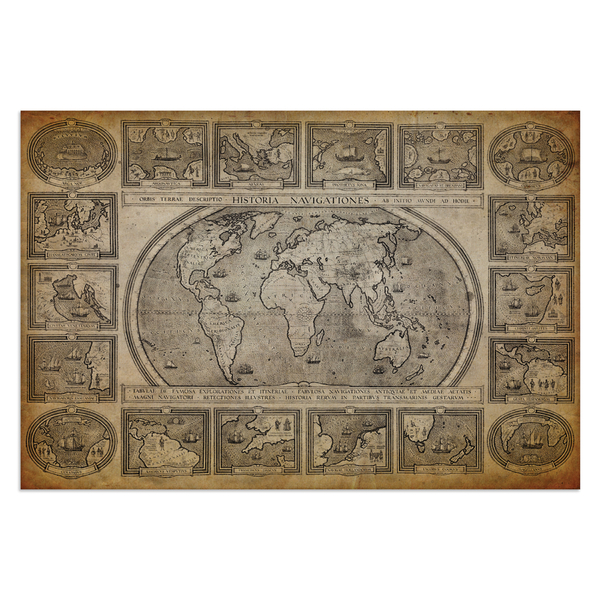 Placa Decorativa Vintage Mapa Antigo Navegações 30x40cm