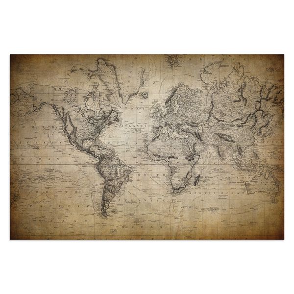 Placa Decorativa Vintage Mapa Mundi Antigo 30x40cm