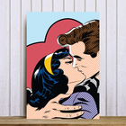 Placa Decorativa Vintage Romântica Beijo Casal Coração 30x40