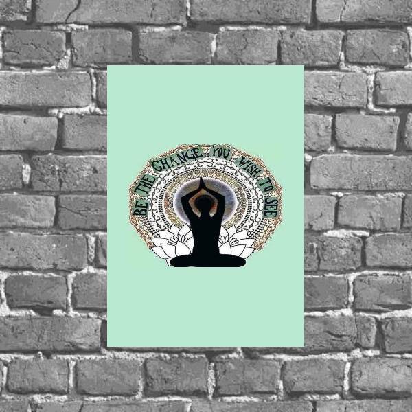 Placa Decorativa Yoga Be The Change 18x27cm