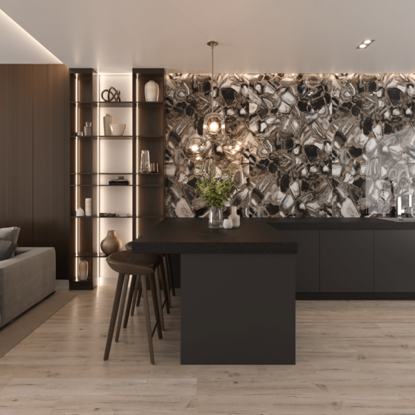 Placa Efeito Pedra Mármore Agatha Grey Resina (3,0 X 1,50m) U