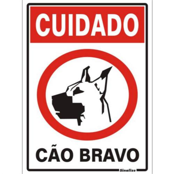 Placa Em Poliestireno 20x30cm - Cuidado Cao Bravo