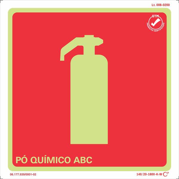 Placa Extintor Pó Químico Abc - 20X20Cm