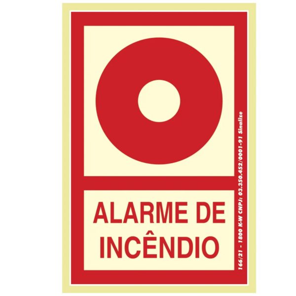 Placa Fotolumi Pvc 0,5 - 13,5x20cm - Alarme De Incendio