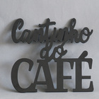 Placa Frase Cantinho Do Café Preto Fosco Decorativo Mdf Mod1