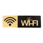 Placa - Free Wi-fi - Madeira Preta Em Relevo Natural