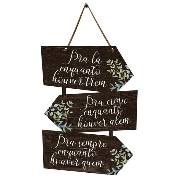 Placa Indicativa Decoração Frases Folhagens Sala