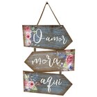 Placa Indicativa Para Decoração Flores Amor Frases Sala