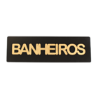 Placa Indicativa Sinalização Banheiros Aviso Madeira Preta