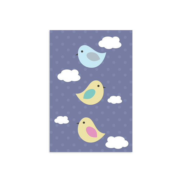 Placa Infantil Decorativa Pássaros 20x30cm