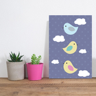 Placa Infantil Decorativa Pássaros 30x40cm
