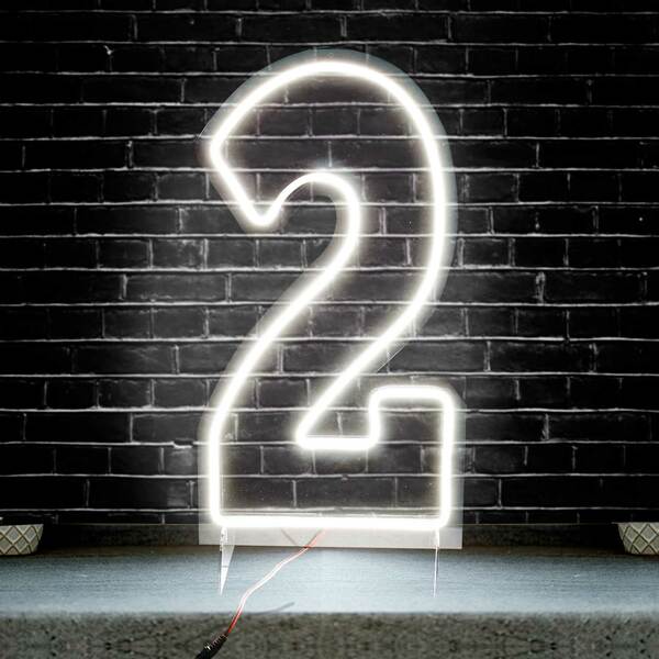 Placa Luminoso Neon De Led - 50cm - Branco Frio Número Dois