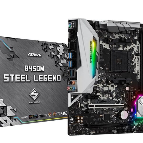 Placa Mae Asrock B450m Steel Legend Am4 / Usb 3.1/ Type-com D
