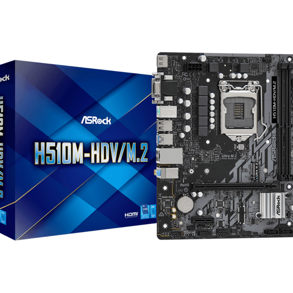 Placa Mae Asrock Lga1200 H510m-hdv/m.2 2xddr4 3200mhz Dimm 64