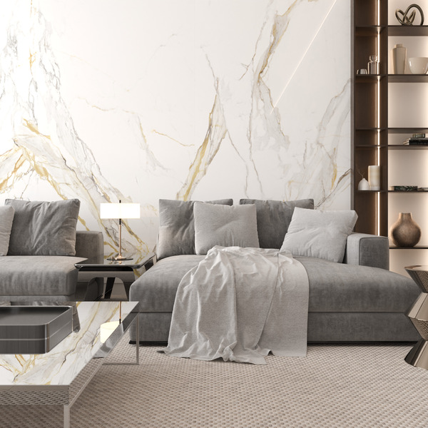 Placa Marmorizada Resina Grande Calacata Gold 2,40 X 1,20m -