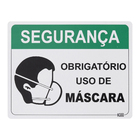 Placa "Obrigatório uso de Máscaras" Plástico 23x18cm