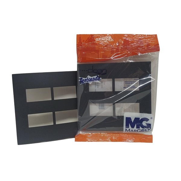 Placa P/ 4 X Modulo Clean Preto Fosco 4x4 Margirius