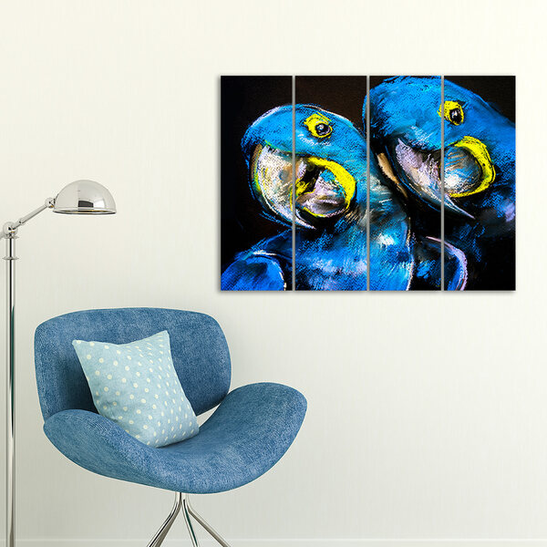 Placa Painel Decorativa em MDF Foto Arara-azul Kit 4 Placas