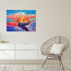 Placa Painel Decorativa em MDF Foto Barco Pôr do sol Kit 4 Pl