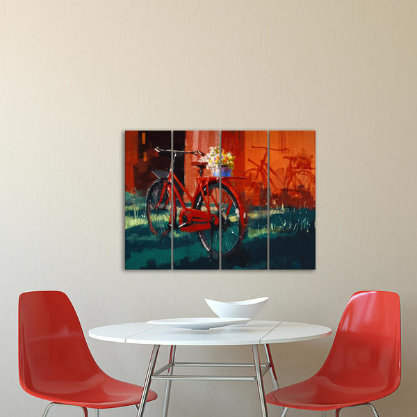 Placa Painel Decorativa em MDF Foto Bicicleta Kit 4 Placas