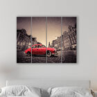 Placa Painel Decorativa em MDF Foto Carro Vermelho Kit 4 Plac