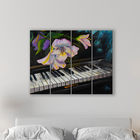 Placa Painel Decorativa em MDF Foto Piano e Flor Kit 4 Placas
