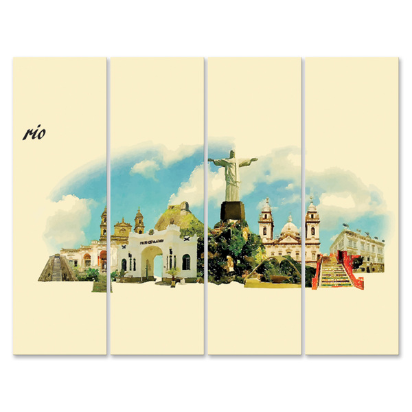 Placa Painel Decorativa em MDF Foto Rio de Janeiro Kit 4 Plac