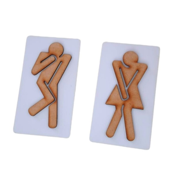 Placa Para Banheiro Wc Segura Em Madeira Mdf Para Sinalização