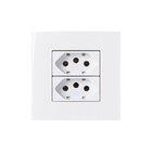 Placa Para Móveis 80x80 Com Tomada Dupla Margirius Sleek 2p+t