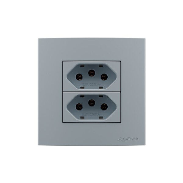 Placa Para Móveis 80x80 Com Tomada Dupla Margirius Sleek Colo